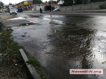 В Николаеве улицу затопило водопроводной водой. ВИДЕО