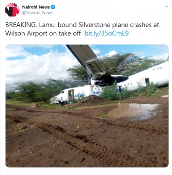 В Кении потерпел крушение частный самолет, сведений о жертвах пока нет. Фото