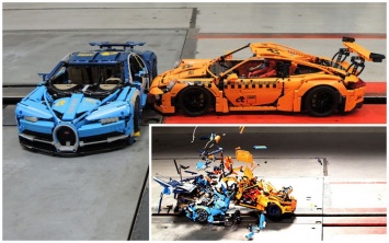 Инженеры в испытательной лаборатории столкнули два автомобиля Lego (ВИДЕО)