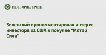 Зеленский прокомментировал интерес инвестора из США к покупке "Мотор Сичи"