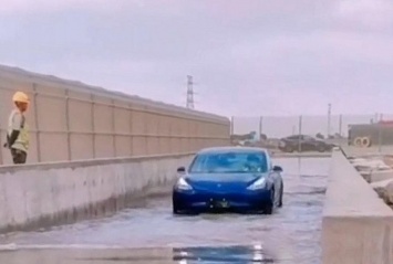Tesla доказала, что электромобили не боятся воды (видео)
