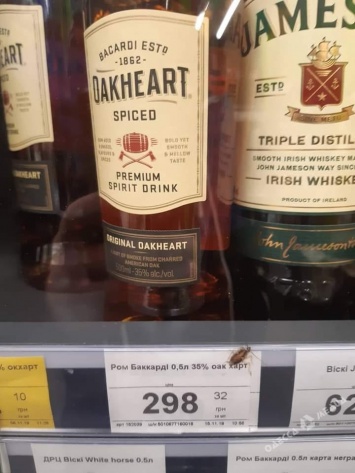 В одесском супермаркете тараканы обитают возле элитного виски (фото)