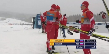 Российские сборные выиграли мужскую эстафету на этапе Кубка мира по лыжным гонкам