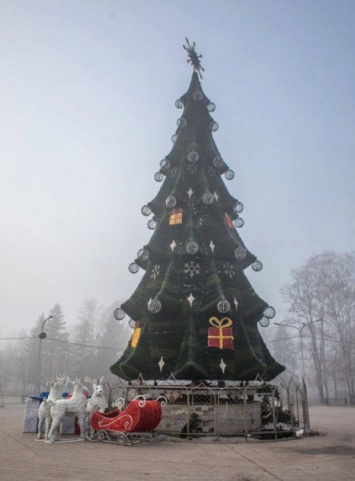 В парке Героев завершают украшать главную новогоднюю елку