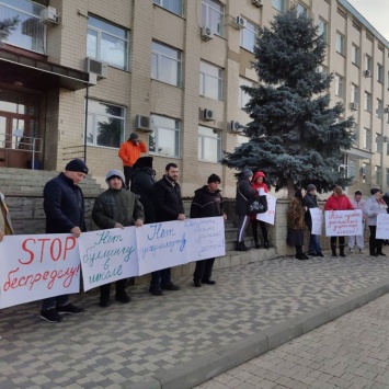 "Нет рукоприкладству": жители Одесской области пикетировали райсовет с требованием уволить директора школы