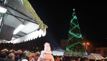 В Черновцах открыли новогоднюю елку, которую "нашли" в центре города