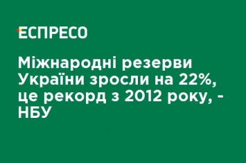 Международные резервы Украины выросли на 22%, это рекорд с 2012 года, - НБУ