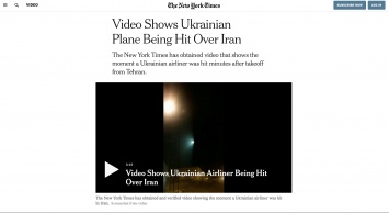 Видео вероятного попадания ракеты в украинский самолет МАУ - The New York Times