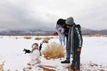 В пустыне Саудовской Аравии выпал снег и температура упала ниже нуля
