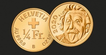 Эйнштейн с высунутым языком: в Швейцарии отчеканили самую маленькую золотую монету в мире