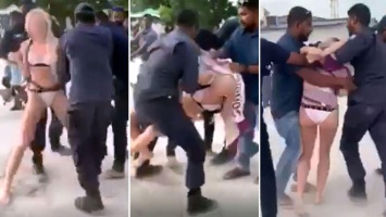 Скандал на Мальдивах: полиция попыталась "одеть" обнаженную купальщицу