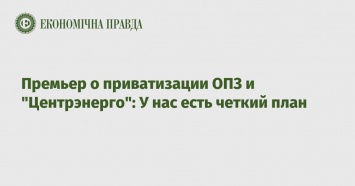 Премьер о приватизации ОПЗ и "Центрэнерго": У нас есть четкий план