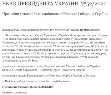 Зеленский ввел Андрея Ермака в состав СНБО - Указ