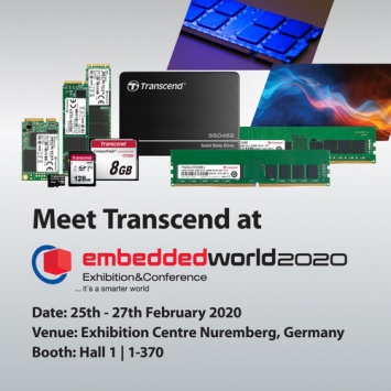 Transcend продемонстрирует свои встроенные решения на выставке Embedded World 20
