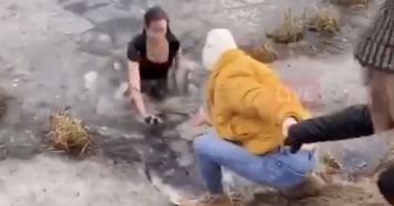 Многодетная мать нырнула в пруд со льдом, спасая свою собаку