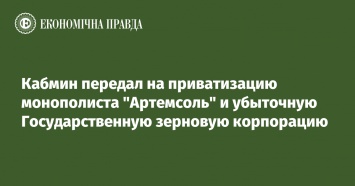 Кабмин передал на приватизацию монополиста "Артемсоль" и убыточную Государственную зерновую корпорацию