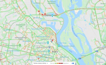 Утром 2 апреля Киев стоит в пробках, несмотря на карантин. Карта проезда