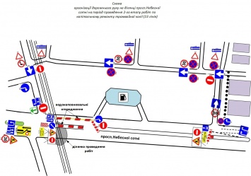 Временно изменено движение транспорта по проспекту Небесной Сотни. Схема
