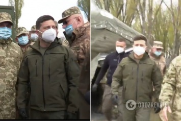Без дистанции, маски на бороде: поездка Зеленского в военный городок озадачила сеть. Видео