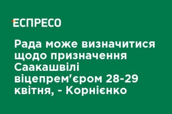 Рада может определиться относительно назначения Саакашвили вице-премьером 28-29 апреля, - Корниенко