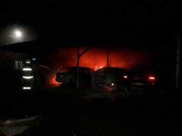 В Запорожской области на автостоянке сгорели 9 машин