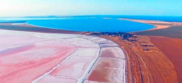 С дрона сняли фантастическое розовое озеро Херсонщины