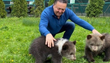 В экопарке Харькова вывели на первую прогулку медвежат