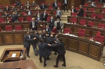 Армянские депутаты с запалом подрались в парламенте (видео)