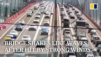 В сеть выложили видео "вибрирующего" моста в Китае