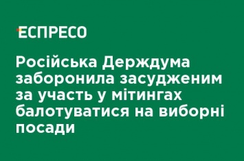 Российская Госдума запретила осужденным за участие в митингах баллотироваться на выборные должности