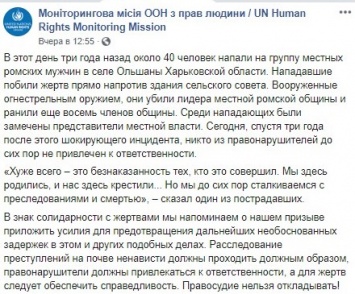 Так никого и не наказали. В ООН вспомнили о вооруженном нападении на ромов в селе Ольшаны