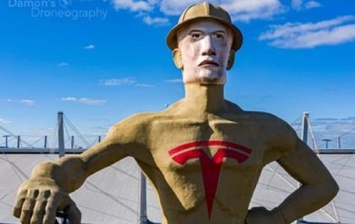 В США гигантской статуе нарисовали лицо Маска