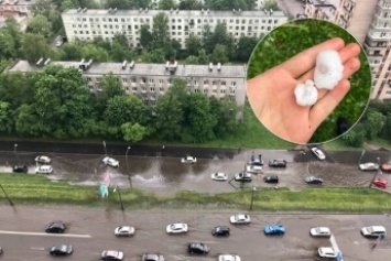 Молния ударила в самолет: в Санкт-Петербурге градом с яйцо побило машины. Фото и видео непогоды