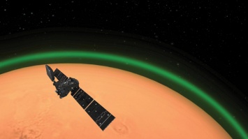 Астрономы впервые заметили зеленое свечение в атмосфере Марса
