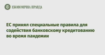 ЕС принял специальные правила для содействия банковскому кредитованию во время пандемии