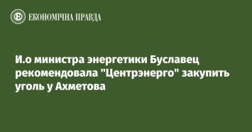 И. о министра энергетики Буславец рекомендовала "Центрэнерго" закупить уголь у Ахметова