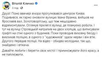 Кличко лично поймал "художников", которые разрисовывали стены в Киеве лозунгами против BLM. Видео