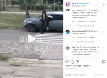 В Запорожье пьяный водитель пытался сбежать от полицейских, но застрял в окне своего же авто