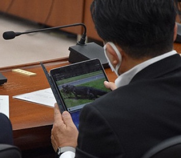 Японский депутат смотрел видео про крокодила, пока в парламенте обсуждали повышение пенсионного возраста