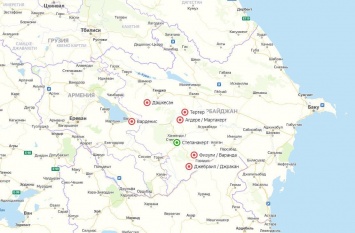 Появилась карта боевых действий в Нагорном Карабахе