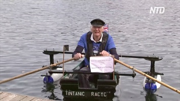 80-летний британский майор собирает деньги для хосписа на лодке "Тинтаник" (видео)
