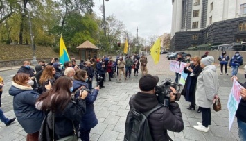 Под Кабмином - пикет против ВНО без украинской литературы