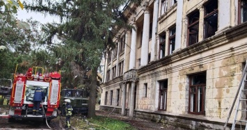 На Хортице в здании заброшенного института произошел пожар - фото