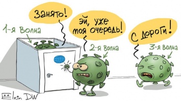 "Эй, моя очередь": угрозу третьей волны коронавируса в Европе высмеяли меткой карикатурой