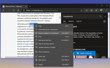 Microsoft Edge получил поиск в боковой панели