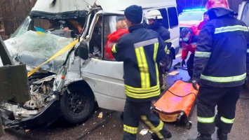 Под Киевом спасатели извлекли водителя из разбитого микроавтобуса
