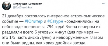 Опубликованы фото исторического сближения Юпитера и Сатурна, сделанные с борта МКС