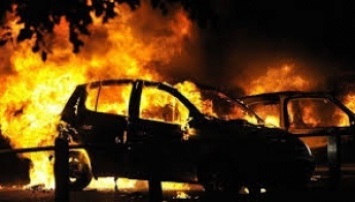 В Запорожской области горел автомобиль (фото)