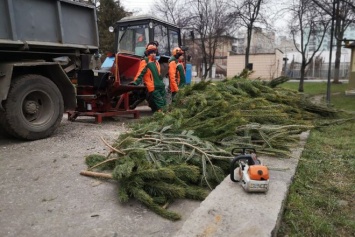 В Киеве показали полный цикл утилизации новогодних елок