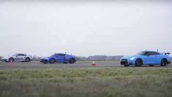 Битва полноприводных купе: на прямой сразились GT-R Nismo, R8 Performance и 911 Turbo S (ВИДЕО)
